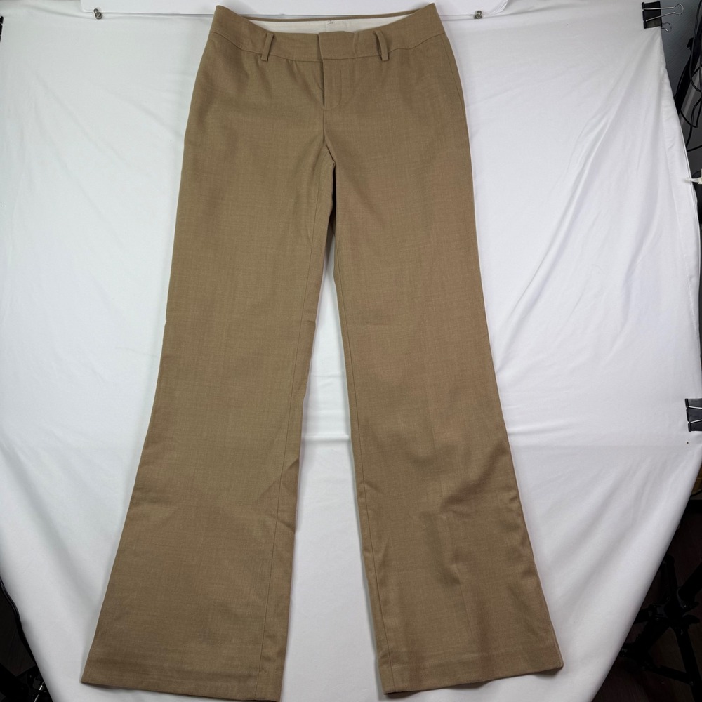 Banana Republic Martin Fit Tan Wool Blend Wide Leg Trousers Dress Pants 8 526889